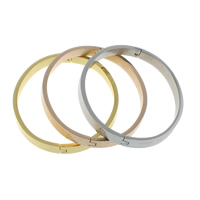 Roestvrij staal armbanden, plated, met brief patroon & voor vrouw, meer kleuren voor de keuze, 6mm, Binnendiameter:Ca 51x58mm, Verkocht door PC