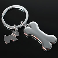 Key Chain, Zinc Alloy, med jernring, Skeleton, platin farve forgyldt, bly & cadmium fri, 37x19mm, Hole:Ca. 32mm, Solgt af Strand