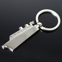 Key Chain, Zinc Alloy, med jernring, Skib, platin farve forgyldt, bly & cadmium fri, 56x18mm, Hole:Ca. 32mm, Solgt af Strand