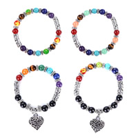 Unisex Bracelet Gemstone with Zinc Alloy & blacken nickel lead & cadmium free 19mm 18mm 17mm Sold Per Approx 7 Inch Strand