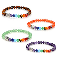 Unisex Bracelet Gemstone with Zinc Alloy nickel lead & cadmium free 6mm Sold Per Approx 7 Inch Strand