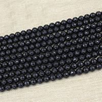 Black Stone Beads, Runde, syntetisk, imiteret agat & forskellig størrelse for valg & facetteret, Længde Ca. 15 inch, Ca. 3Strands/Bag, Solgt af Bag