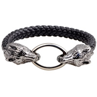 De Armband van mensen, Koeienhuid, met Zinc Alloy, plated, voor de mens, nikkel, lood en cadmium vrij, 15mm, Per verkocht Ca 7.8 inch Strand