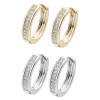 Mässing Huggie Öronring, plated, micro bana cubic zirconia & för kvinna, fler färger för val, leda & kadmiumfri, 10-12mm, Säljs av Par