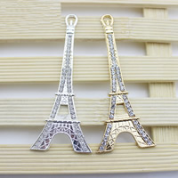 Cellulare Kit fai da te, lega in zinco, Torre Eiffel, placcato, con strass, nessuno, assenza di piombo & cadmio, 32x82mm, Foro:Appross. 2mm, 4PC/borsa, Venduto da borsa