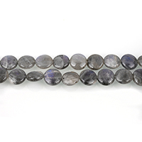 Labradorit Bead, Flat Round, 12x12x6mm, Hål:Ca 1mm, Ca 33PC/Strand, Såld Per Ca 16 inch Strand