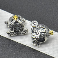 Thailand Sterling Sølv European Bead, Pumpkin Bil, forgyldt, uden trold & med cubic zirconia & hule, Hole:Ca. 4.5-5mm, Solgt af PC