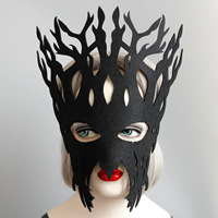 Filz Maske, mit Satinband, Geweihe, unisex & Halloween Schmuck, schwarz, frei von Nickel, Blei & Kadmium, 295mm, verkauft von PC