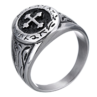 Ring Finger Unisex, Cruach dhosmálta, le Bheilbhéidín, le patrún tras & blacken, 18mm, Méid:11, Díolta De réir PC