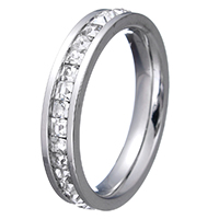 Unisex Ring Finger, Stal nierdzewna, ze Welwet, różne opakowania do wyboru stylu & dla obu płci & z sześcienną cyrkonią, 4.20mm, rozmiar:8, 5PC/wiele, sprzedane przez wiele