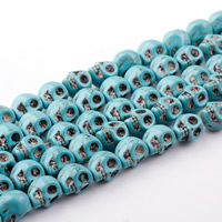 Syntetisk Turkis Bead, Skull, forskellig størrelse for valg, grøn, Solgt Per Ca. 15.5 inch Strand