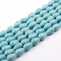 Syntetický Turquoise Korálek, Slza, různé velikosti pro výběr, zelený, Prodáno za Cca 15.5 inch Strand