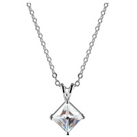 Cubic Zirconia (CZ) Messing Vedhæng, Rhombus, platineret, med cubic zirconia, bly & cadmium fri, 8mm, Hole:Ca. 1-2mm, 3pc'er/Bag, Solgt af Bag