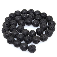 Contas de Lava Natural, Rochas vulcânicas, Roda, tamanho diferente para a escolha, preto, Buraco:Aprox 1mm, vendido para Aprox 15 inchaltura Strand