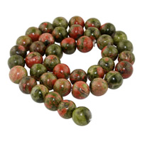 Unakite Üveggyöngy, Kerek, természetes, különböző méretű a választás, Lyuk:Kb 1mm, Naponta eladott Kb 15 inch Strand