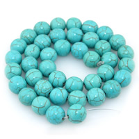 Syntetický Turquoise Korálek, Kolo, různé velikosti pro výběr, Otvor:Cca 1mm, Prodáno za Cca 15 inch Strand