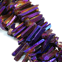 Prirodni Kvarc Perla, šarene pozlaćen, faceted, 21-56x7-9x7-10mm, Rupa:Približno 1mm, Približno 47računala/Strand, Prodano Per Približno 16 inčni Strand