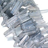 Přírodní Quartz Korálek, tváří, šedá, 17-54x9-10x8-10mm, Otvor:Cca 1mm, Cca 45PC/Strand, Prodáno za Cca 16 inch Strand