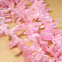 Natuurlijke geverfd Quartz parels, Natuurlijke Quartz, gefacetteerde, roze, 17-38x5-10x4-8mm, Gat:Ca 1mm, Ca 66pC's/Strand, Per verkocht Ca 16 inch Strand