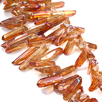 Naturliga Quartz Bead, fasetterad, apelsin, 20-48x7-9x7-10mm, Hål:Ca 1mm, Ca 50PC/Strand, Såld Per Ca 16 inch Strand