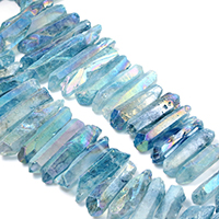 Naturlig Quartz Bead, facetteret, Skyblue, 21-53x7-10x7-11mm, Hole:Ca. 1mm, Ca. 47pc'er/Strand, Solgt Per Ca. 16 inch Strand