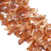 Přírodní Quartz Korálek, tváří, oranžový, 15-35x5-9x4-9mm, Otvor:Cca 1mm, Cca 59PC/Strand, Prodáno za Cca 16 inch Strand