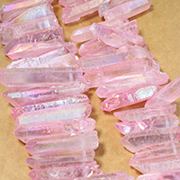 Naturliga Quartz Bead, fasetterad, rosa, 20-49x7-10x7-14mm, Hål:Ca 1mm, Ca 56PC/Strand, Såld Per Ca 16 inch Strand