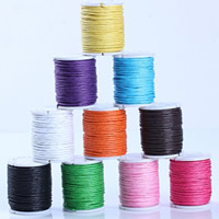 Wax Koord, Gewaxt Hemp Cord, met kunststof spoel, gemengde kleuren, 1mm, 10pC's/Lot, Ca 10m/PC, Verkocht door Lot