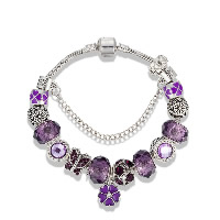 Bracciale European, lega in zinco, with catena in ottone & cristallo, Fiore, placcato, braccialetto di fascino & lunghezza differente per scelta & catena del serpente & per la donna & smalto & sfaccettati & con strass, assenza di nichel,piombo&cadmio, Venduto da filo