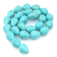 turquoise synthétique goutte, larme, bleu, 8x12mm, Trou:Environ 1mm, Environ 45PC/brin, Vendu par Environ 15 pouce brin