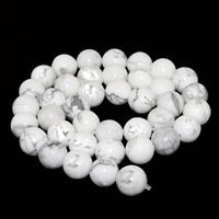 Natural White Turquoise Bead, Rund, naturlig, olika storlek för val, Hål:Ca 1mm, Såld Per Ca 15 inch Strand