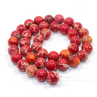 Indruk Jasper Kraal, Ronde, verschillende grootte voor keus, rood, Gat:Ca 1mm, Per verkocht Ca 15 inch Strand