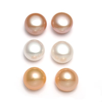 Freshwater Pearl Örhänge Stud Component, Flat Round, naturlig, olika storlek för val & Halvborrade, blandade färger, Grade AAA, Hål:Ca 0.8-1mm, Säljs av Bag