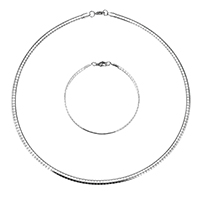 Förfina Stainless Steel Jewelry Sets, armband & örhänge, ROSTFRITT STÅL, ormkedja & för kvinna, ursprungliga färgen, 4x1mm, 4x1mm, Längd Ca 18 inch, Ca 8 inch, 5Satser/Lot, Säljs av Lot