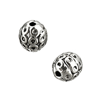 Zinc Alloy Jewelry Beads Oval antique silver color plated nickel lead & cadmium free Approx 1.2mm Sold By Lot