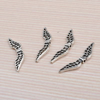 Wing Shaped Zinc Alloy Privjesci, Cink Alloy, starinski srebrne boje pozlaćen, dovesti i kadmija besplatno, 7.5x30.5mm, Rupa:Približno 1-1.5mm, 300računala/Torba, Prodano By Torba