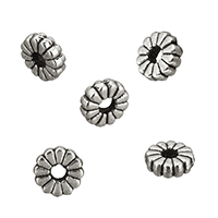 Perles fleurs en alliage de zinc, Plaqué de couleur d'argent, protéger l'environnement, sans nickel, plomb et cadmium, 7x2mm, Trou:Environ 2mm, 500PC/lot, Vendu par lot