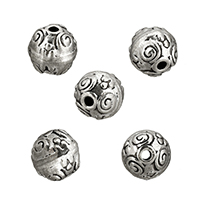 Zink Legierung Perlen Schmuck, Zinklegierung, rund, antik silberfarben plattiert, frei von Nickel, Blei & Kadmium, 10mm, Bohrung:ca. 1.8mm, 100PCs/Menge, verkauft von Menge