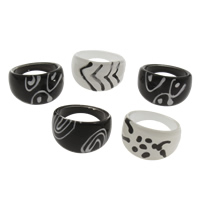 Bague Unisex, résine, unisexe, couleurs mélangées, sans plomb et cadmium, 21x13mm, Taille:7.5, 100PC/sac, Vendu par sac