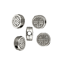 Zink Alloy Flat Pärlor, Flat Round, antik silver pläterad, nickel, bly och kadmium gratis, 6x3mm, Hål:Ca 1mm, 500PC/Lot, Säljs av Lot