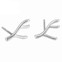 Messing Stud Earring, Branch, sølvfarvet forgyldt, for kvinde, nikkel, bly & cadmium fri, 7.1x10.6mm, Solgt af par