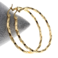 Zinc Alloy Hoop Earring, roestvrij staal oorbel bericht, gold plated, lood en cadmium vrij, 45x47x2mm, Verkocht door pair