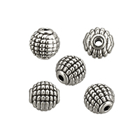 Grânulos de Jóias da liga de zinco. , Roda, banho de cor prata antiga, níquel, chumbo e cádmio livre, 8x8x8mm, Buraco:Aprox 1.5mm, 100PCs/Lot, vendido por Lot