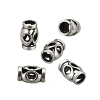 Zink Alloy European Pärlor, Kolonn, antik silver pläterad, utan troll & ihålig, nickel, bly och kadmium gratis, 12x7x7mm, Hål:Ca 4.5mm, 200PC/Lot, Säljs av Lot