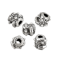 Zinc Alloy šperky Korálky, Zinek, Drum, starožitné barva postříbřená, nikl, olovo a kadmium zdarma, 6x7x7mm, Otvor:Cca 2mm, 300PC/Lot, Prodáno By Lot