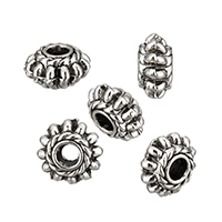 Cink Alloy Cvjetni perle, Cvijet, starinski srebrne boje pozlaćen, nikal, olovo i kadmij besplatno, 4x8x8mm, Rupa:Približno 2.2mm, 300računala/Lot, Prodano By Lot