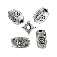 Zinc Alloy šperky Korálky, Zinek, Oválný, starožitné barva postříbřená, nikl, olovo a kadmium zdarma, 8x4x4mm, Otvor:Cca 1.5mm, 500PC/Lot, Prodáno By Lot