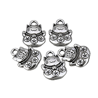 Pendentifs animaux en alliage de zinc, Fortune Cat, Plaqué de couleur d'argent, protéger l'environnement, sans nickel, plomb et cadmium, 11x15x3.50mm, Trou:Environ 1.7mm, 200PC/lot, Vendu par lot