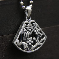 Pendentif en argent massif de Bali, Thaïlande, triangle, creux, 26x28mm, Trou:Environ 3x5mm, Vendu par PC