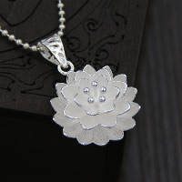 925 Sterling Sølv vedhæng, Flower, 25mm, Hole:Ca. 3x5mm, Solgt af PC